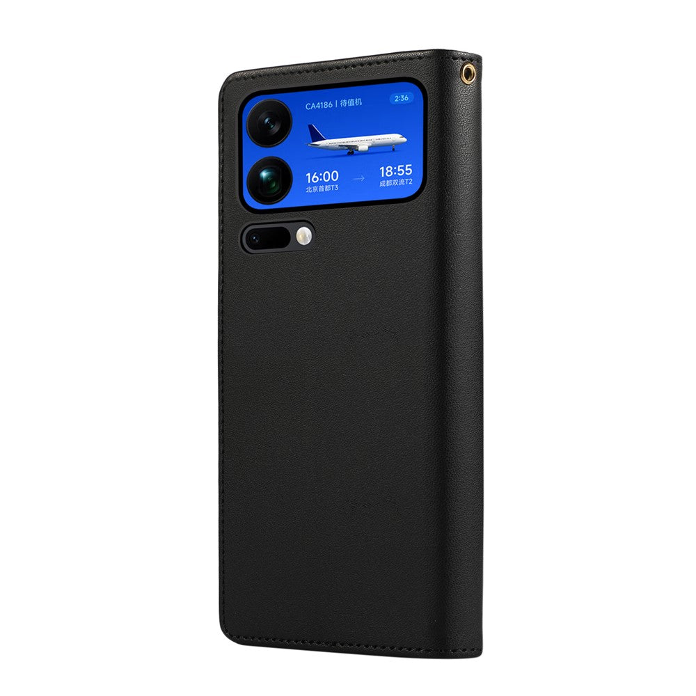 For Xiaomi 17 Pro Max Case RFID Blocking Wallet Stand Rhombus Leather Phone Cover with Wrist Strap - Black