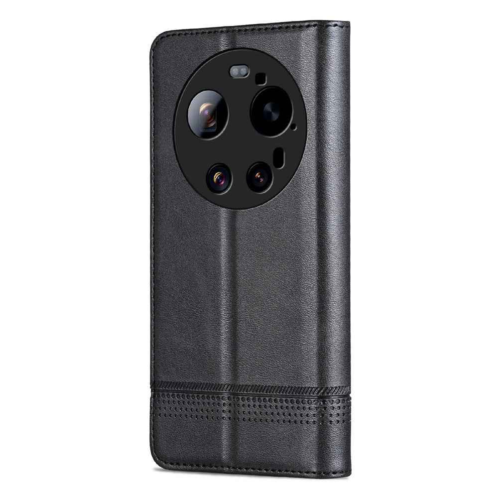 AZNS For Xiaomi 17 Ultra 5G Case Cowhide Texture PU Leather Wallet Phone Cover - Black