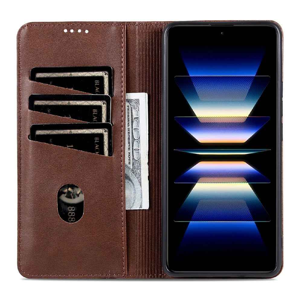AZNS For Xiaomi 17 Ultra 5G Case Cowhide Texture PU Leather Wallet Phone Cover - Coffee
