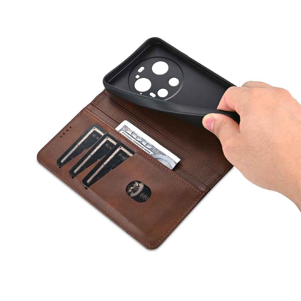AZNS For Xiaomi 17 Ultra 5G Case Cowhide Texture PU Leather Wallet Phone Cover - Coffee