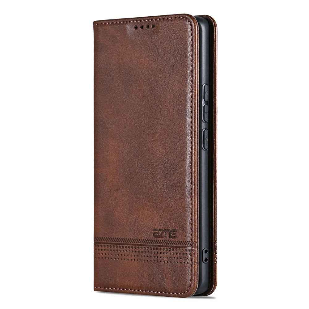 AZNS For Xiaomi 17 Ultra 5G Case Cowhide Texture PU Leather Wallet Phone Cover - Coffee