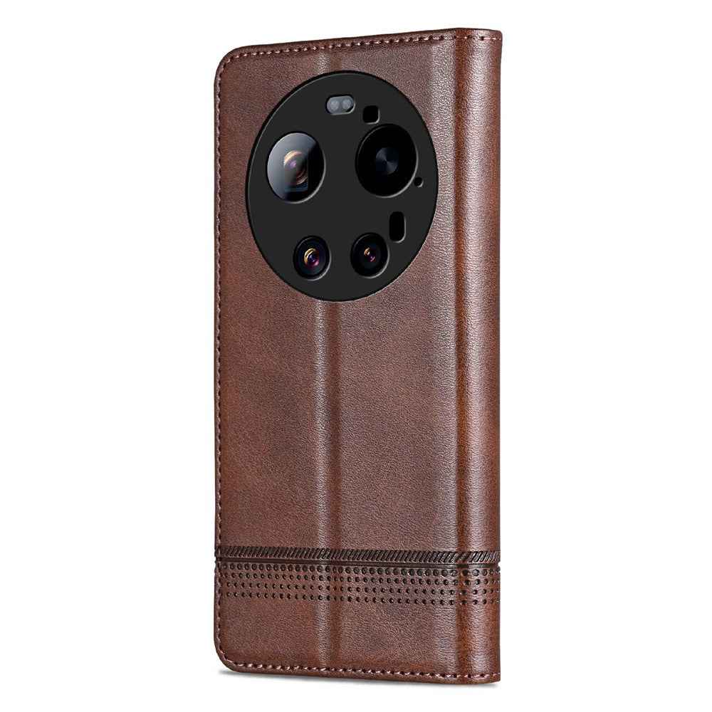 AZNS For Xiaomi 17 Ultra 5G Case Cowhide Texture PU Leather Wallet Phone Cover - Coffee