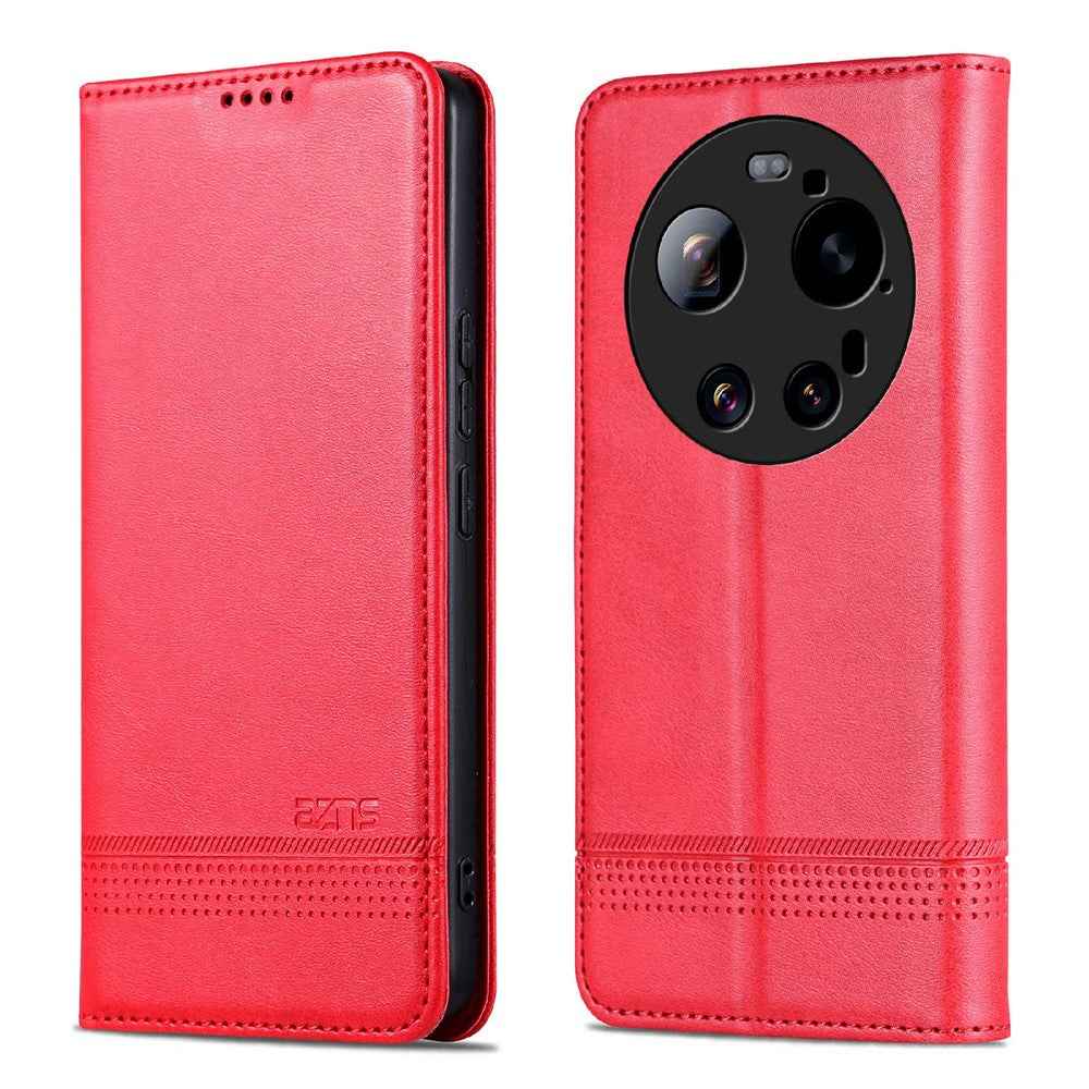AZNS For Xiaomi 17 Ultra 5G Case Cowhide Texture PU Leather Wallet Phone Cover - Red