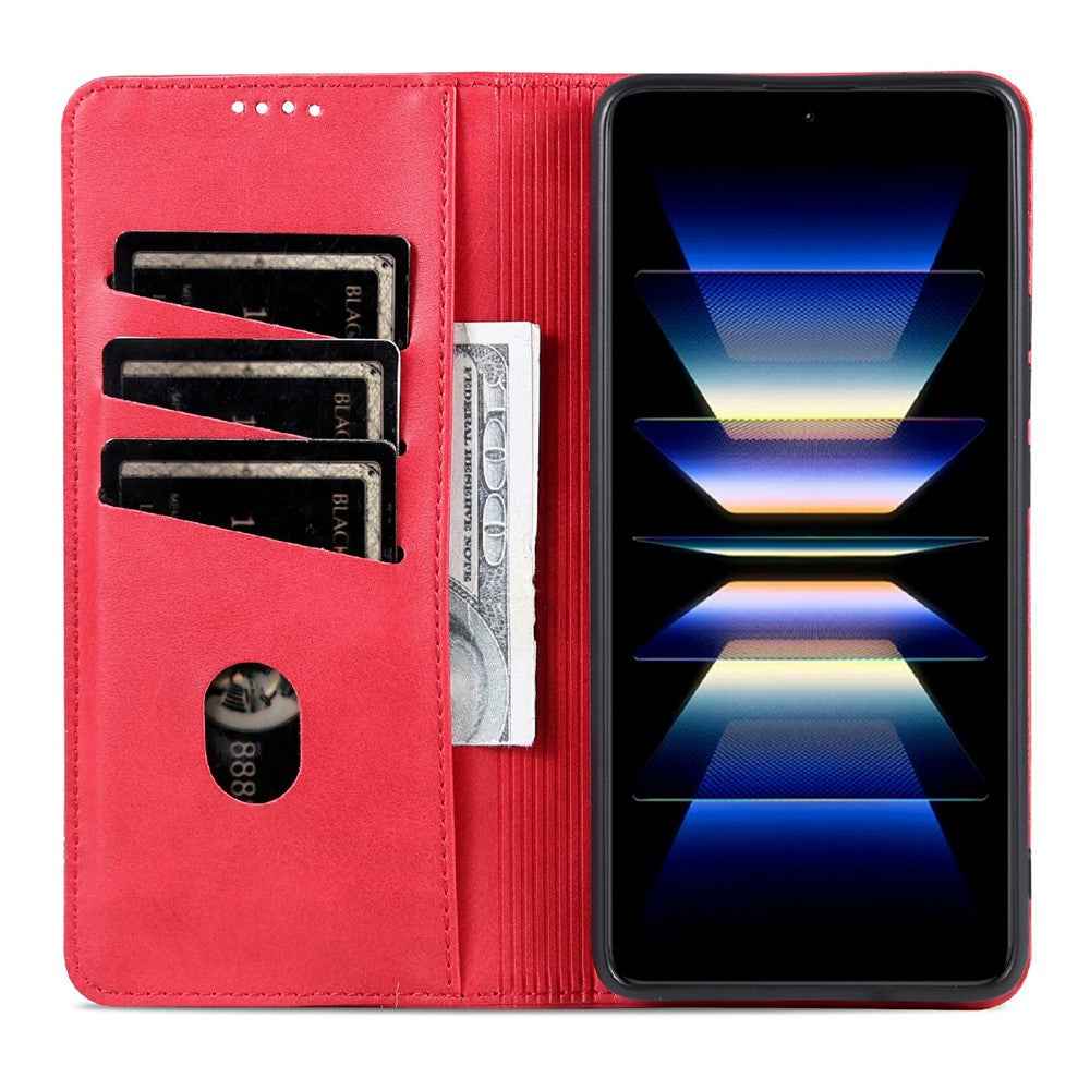 AZNS For Xiaomi 17 Ultra 5G Case Cowhide Texture PU Leather Wallet Phone Cover - Red