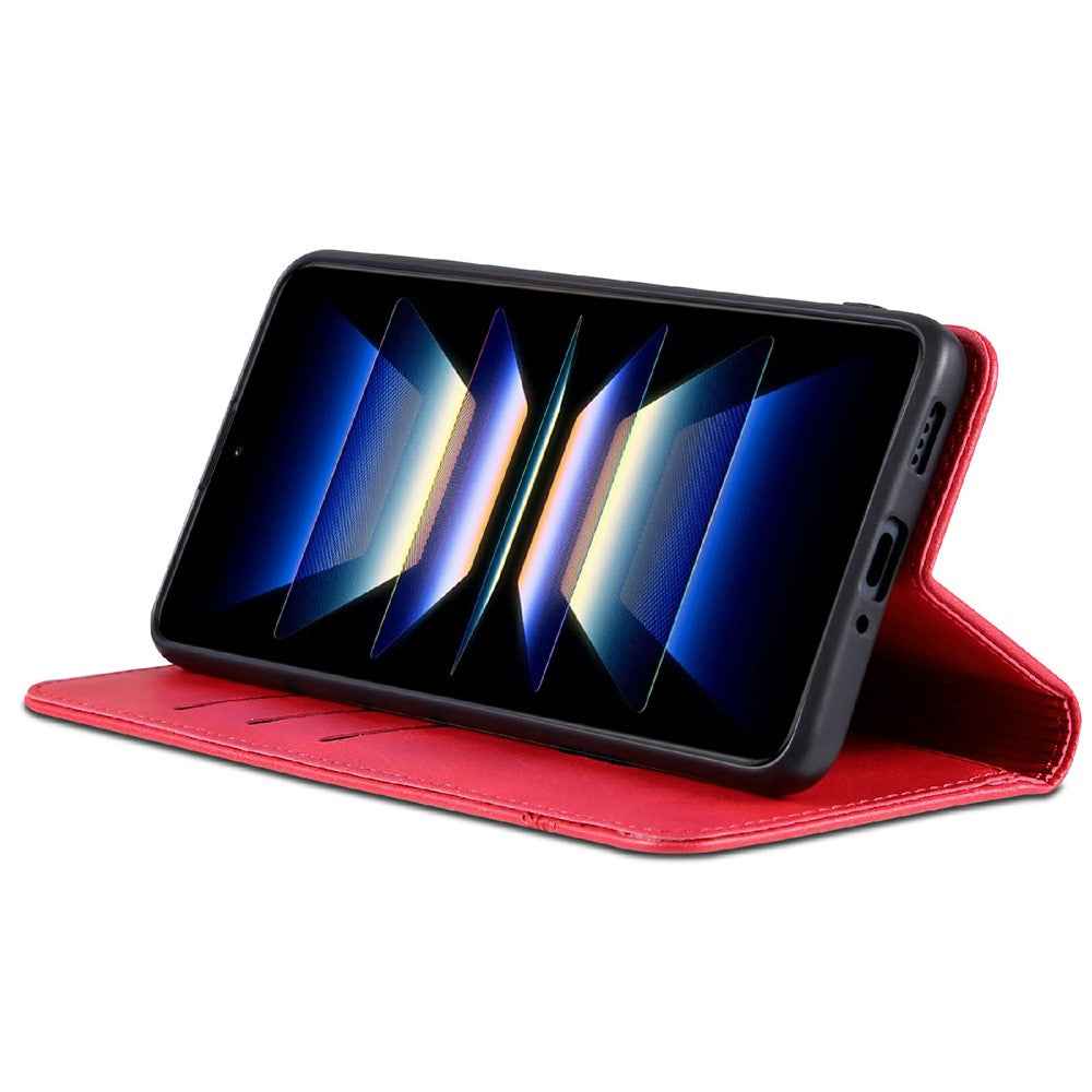 AZNS For Xiaomi 17 Ultra 5G Case Cowhide Texture PU Leather Wallet Phone Cover - Red