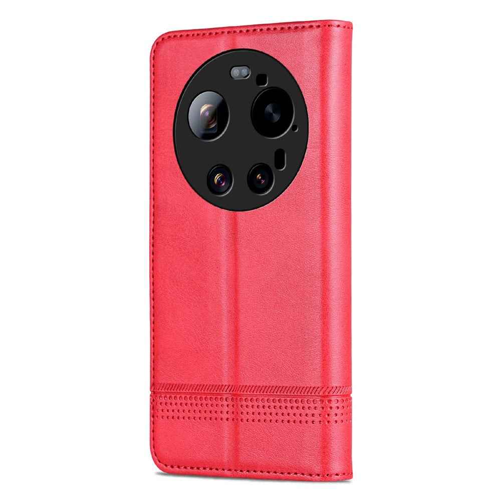 AZNS For Xiaomi 17 Ultra 5G Case Cowhide Texture PU Leather Wallet Phone Cover - Red
