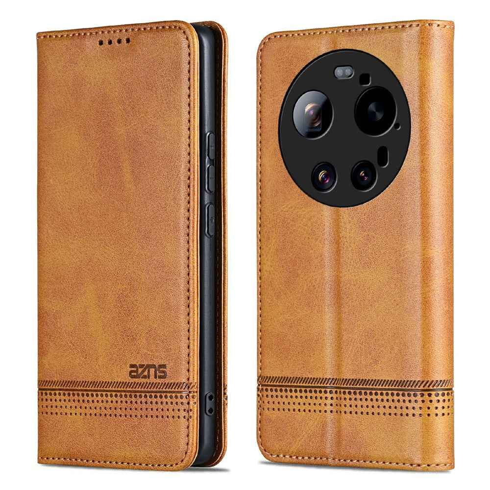 AZNS For Xiaomi 17 Ultra 5G Case Cowhide Texture PU Leather Wallet Phone Cover - Brown