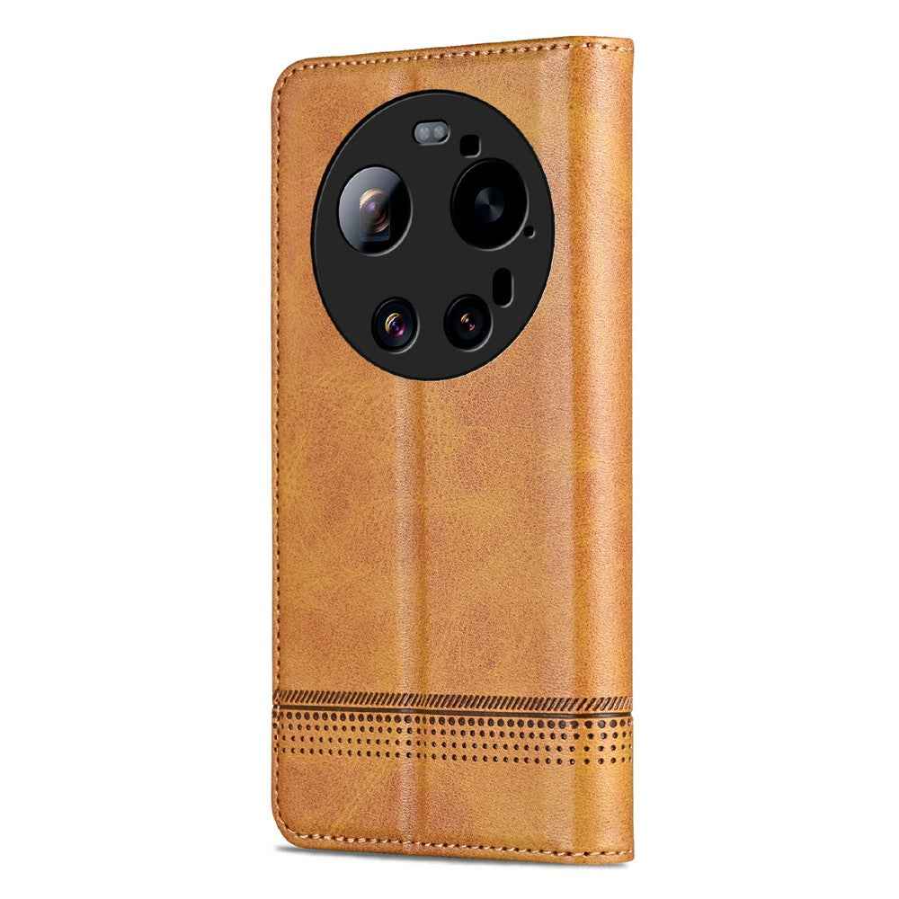 AZNS For Xiaomi 17 Ultra 5G Case Cowhide Texture PU Leather Wallet Phone Cover - Brown