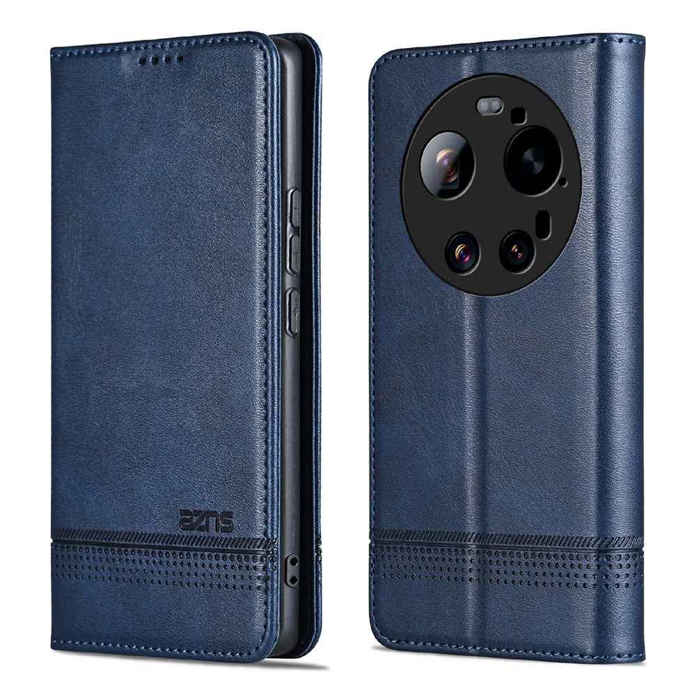 AZNS For Xiaomi 17 Ultra 5G Case Cowhide Texture PU Leather Wallet Phone Cover - Blue