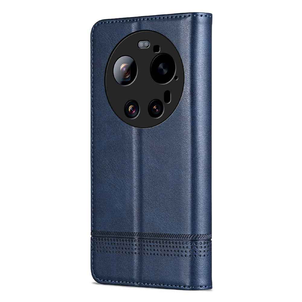 AZNS For Xiaomi 17 Ultra 5G Case Cowhide Texture PU Leather Wallet Phone Cover - Blue
