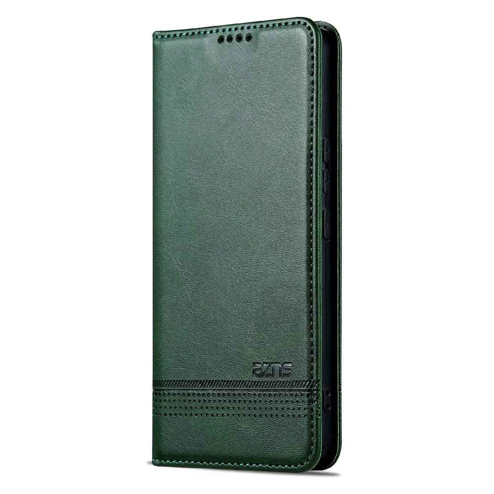 AZNS For Xiaomi 17 Ultra 5G Case Cowhide Texture PU Leather Wallet Phone Cover - Green