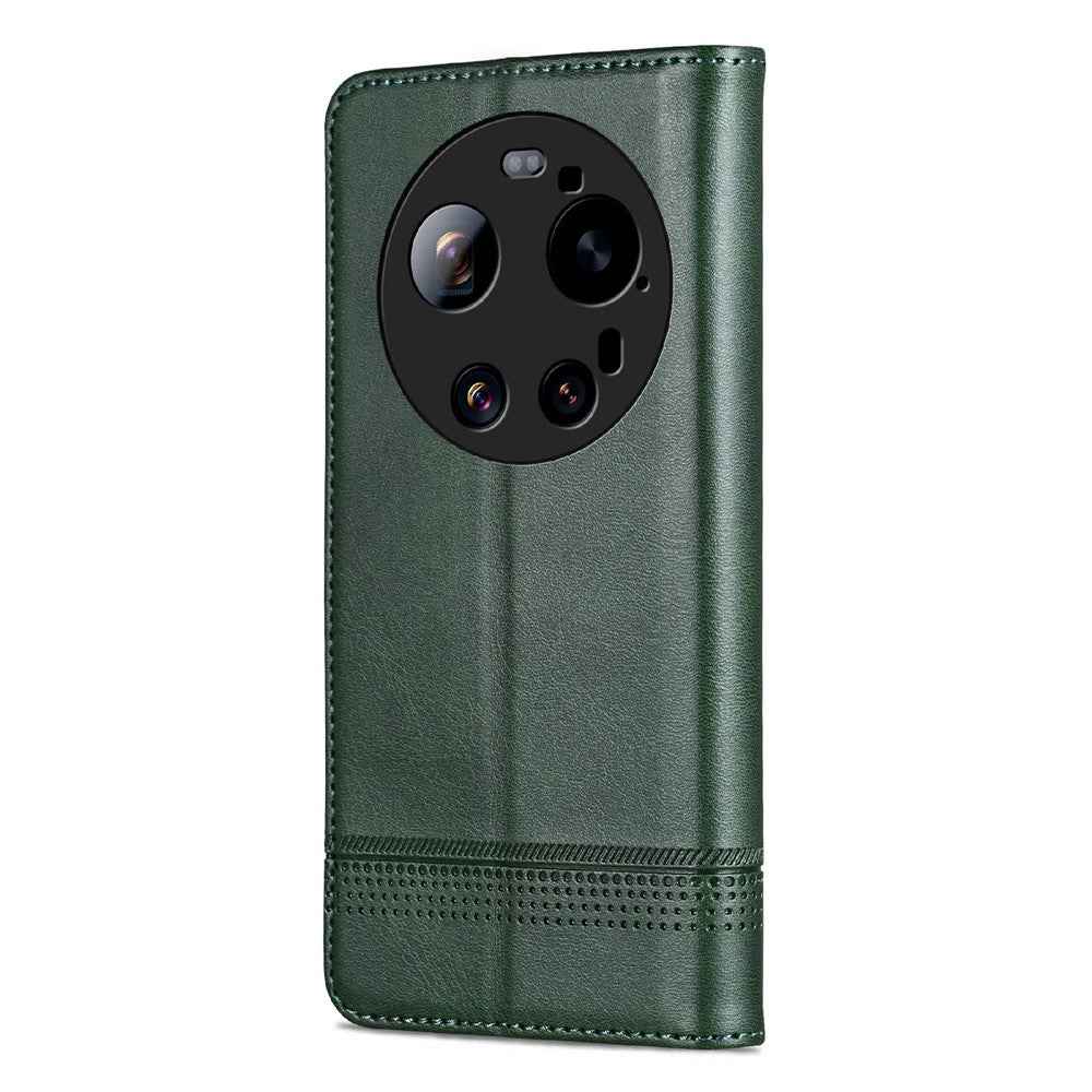 AZNS For Xiaomi 17 Ultra 5G Case Cowhide Texture PU Leather Wallet Phone Cover - Green
