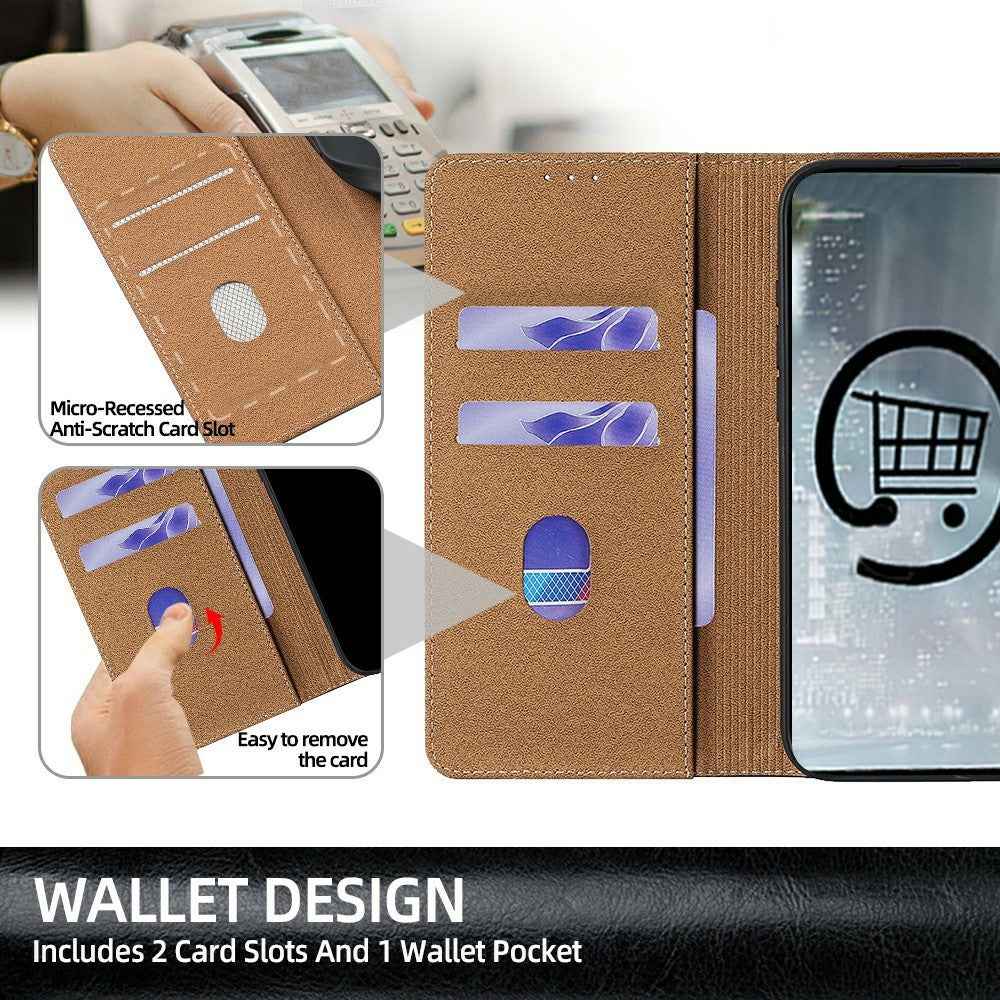 For Xiaomi 17 Pro Case Genuine Cow Leather Stand Mobile Phone Cover with RFID Blocking Wallet - Black