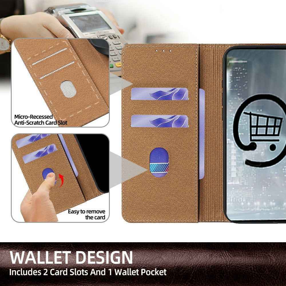 For Xiaomi 17 Pro Case Genuine Cow Leather Stand Mobile Phone Cover with RFID Blocking Wallet - Dark Brown