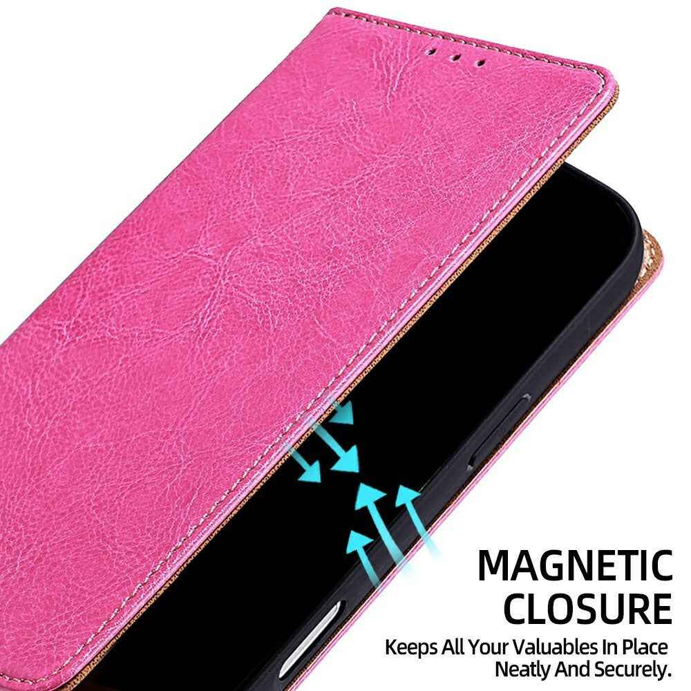 For Xiaomi 17 Pro Case Genuine Cow Leather Stand Mobile Phone Cover with RFID Blocking Wallet - Rose