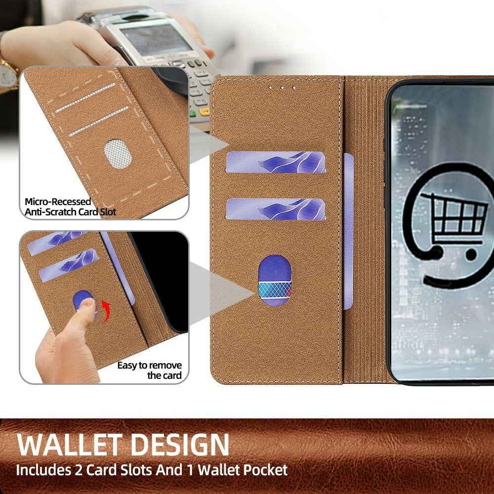 For Xiaomi 17 Pro Case Genuine Cow Leather Stand Mobile Phone Cover with RFID Blocking Wallet - Light Brown