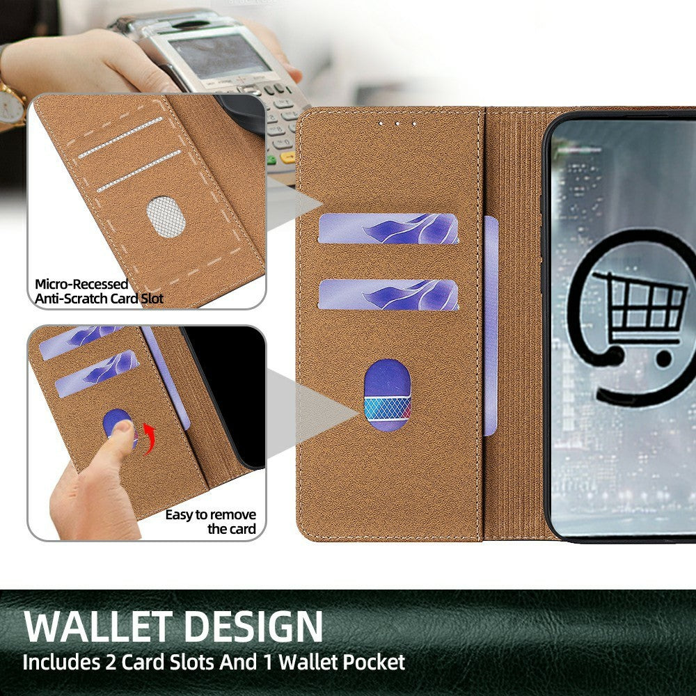 For Xiaomi 17 Pro Max Case Genuine Cow Leather Stand Mobile Phone Cover with RFID Blocking Wallet - Green