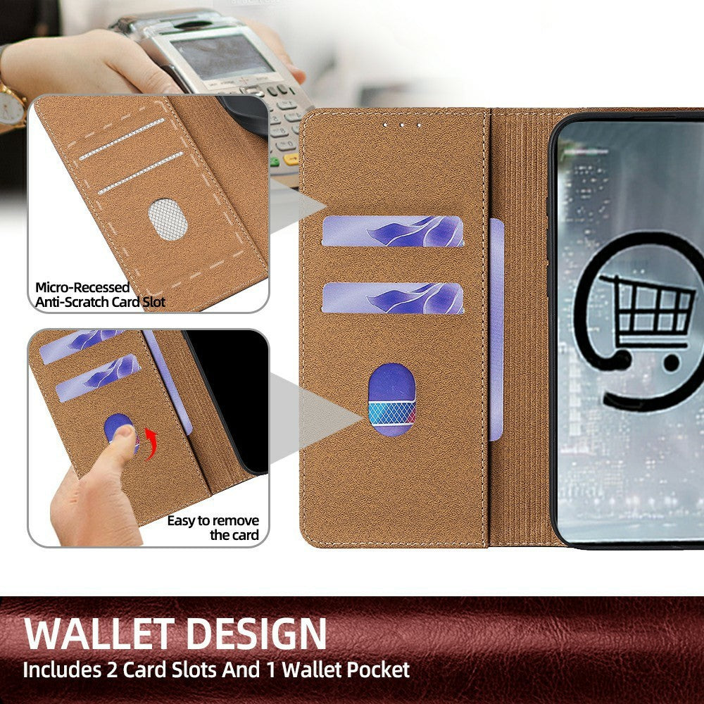 For Xiaomi 17 Pro Max Case Genuine Cow Leather Stand Mobile Phone Cover with RFID Blocking Wallet - Red