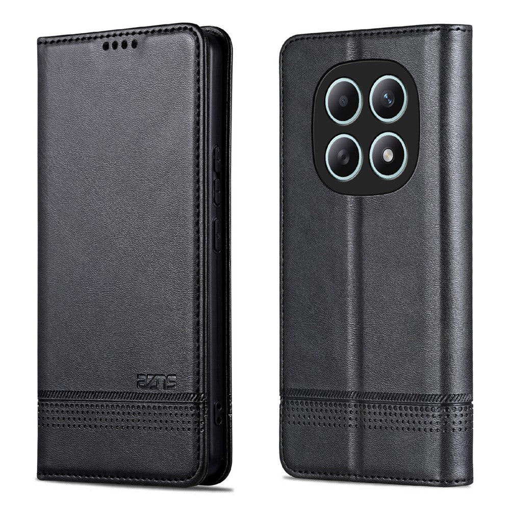 AZNS For Xiaomi Redmi Note 15 4G (Global) Case Cowhide Texture PU Leather Wallet Phone Cover - Black