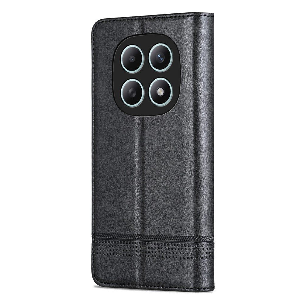 AZNS For Xiaomi Redmi Note 15 4G (Global) Case Cowhide Texture PU Leather Wallet Phone Cover - Black