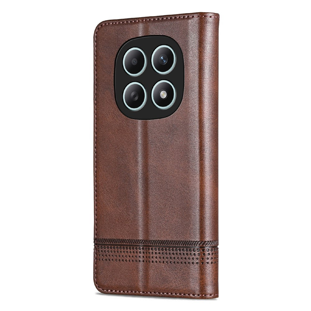 AZNS For Xiaomi Redmi Note 15 4G (Global) Case Cowhide Texture PU Leather Wallet Phone Cover - Coffee