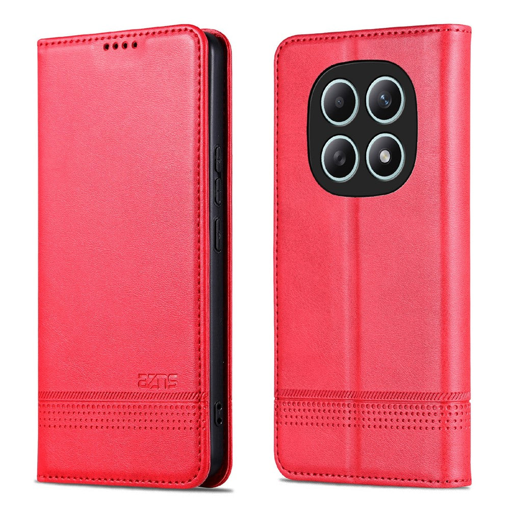 AZNS For Xiaomi Redmi Note 15 4G (Global) Case Cowhide Texture PU Leather Wallet Phone Cover - Red