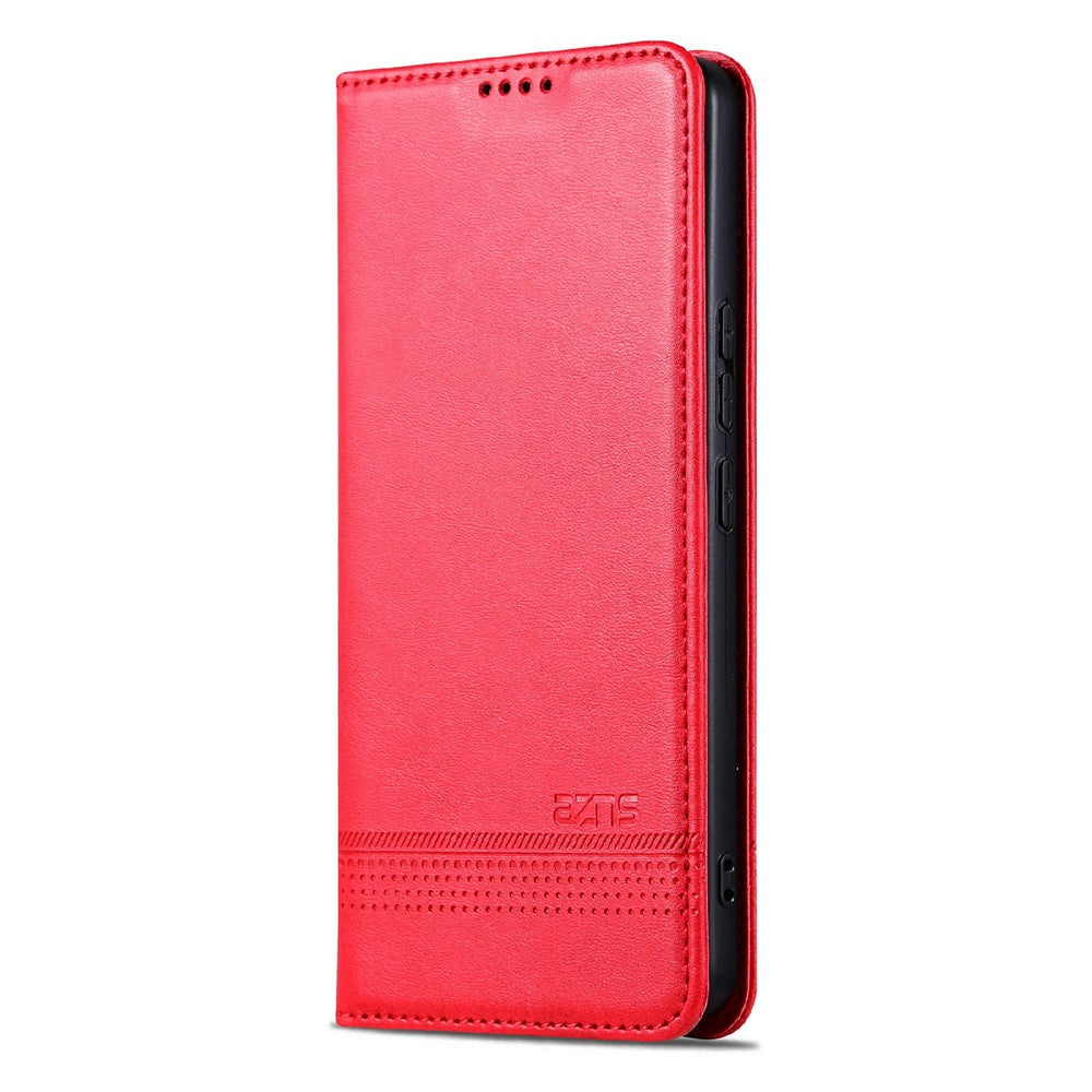 AZNS For Xiaomi Redmi Note 15 4G (Global) Case Cowhide Texture PU Leather Wallet Phone Cover - Red