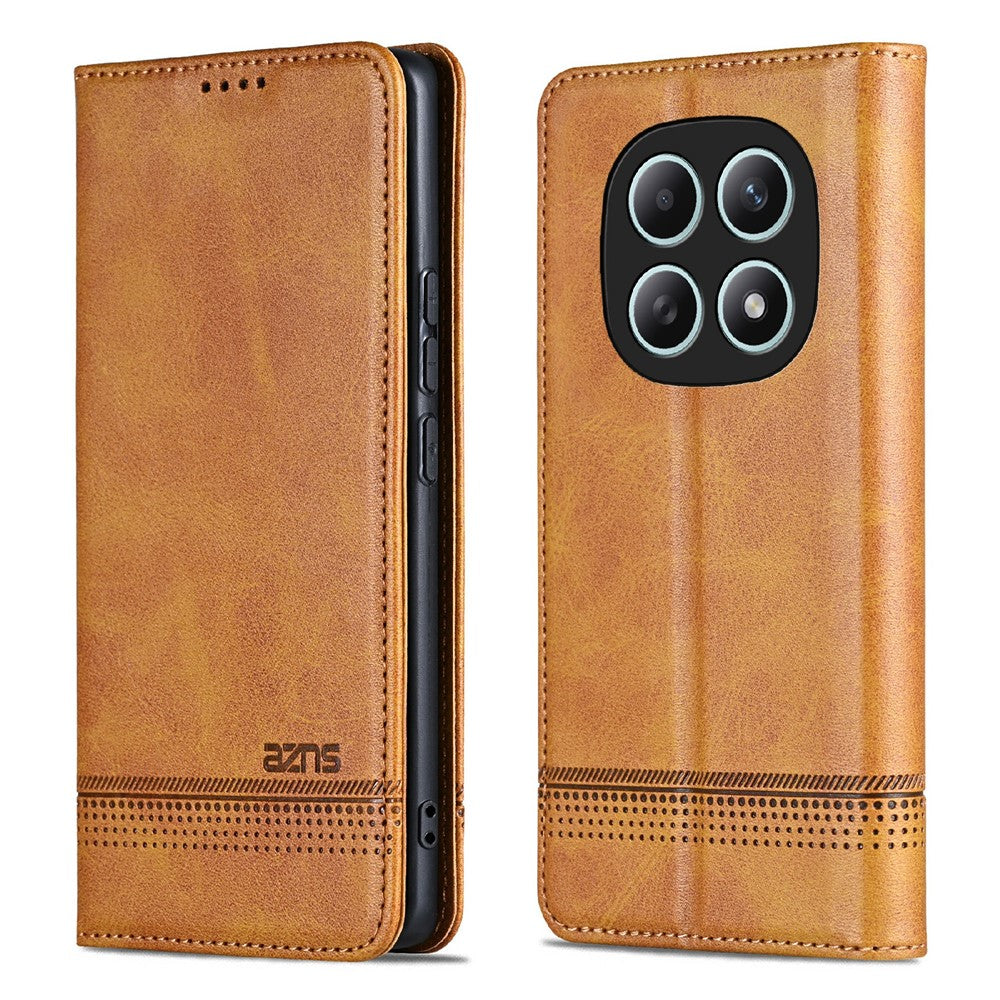 AZNS For Xiaomi Redmi Note 15 4G (Global) Case Cowhide Texture PU Leather Wallet Phone Cover - Brown