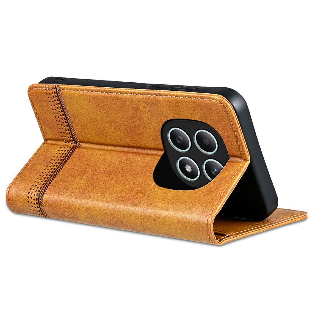 AZNS For Xiaomi Redmi Note 15 4G (Global) Case Cowhide Texture PU Leather Wallet Phone Cover - Brown