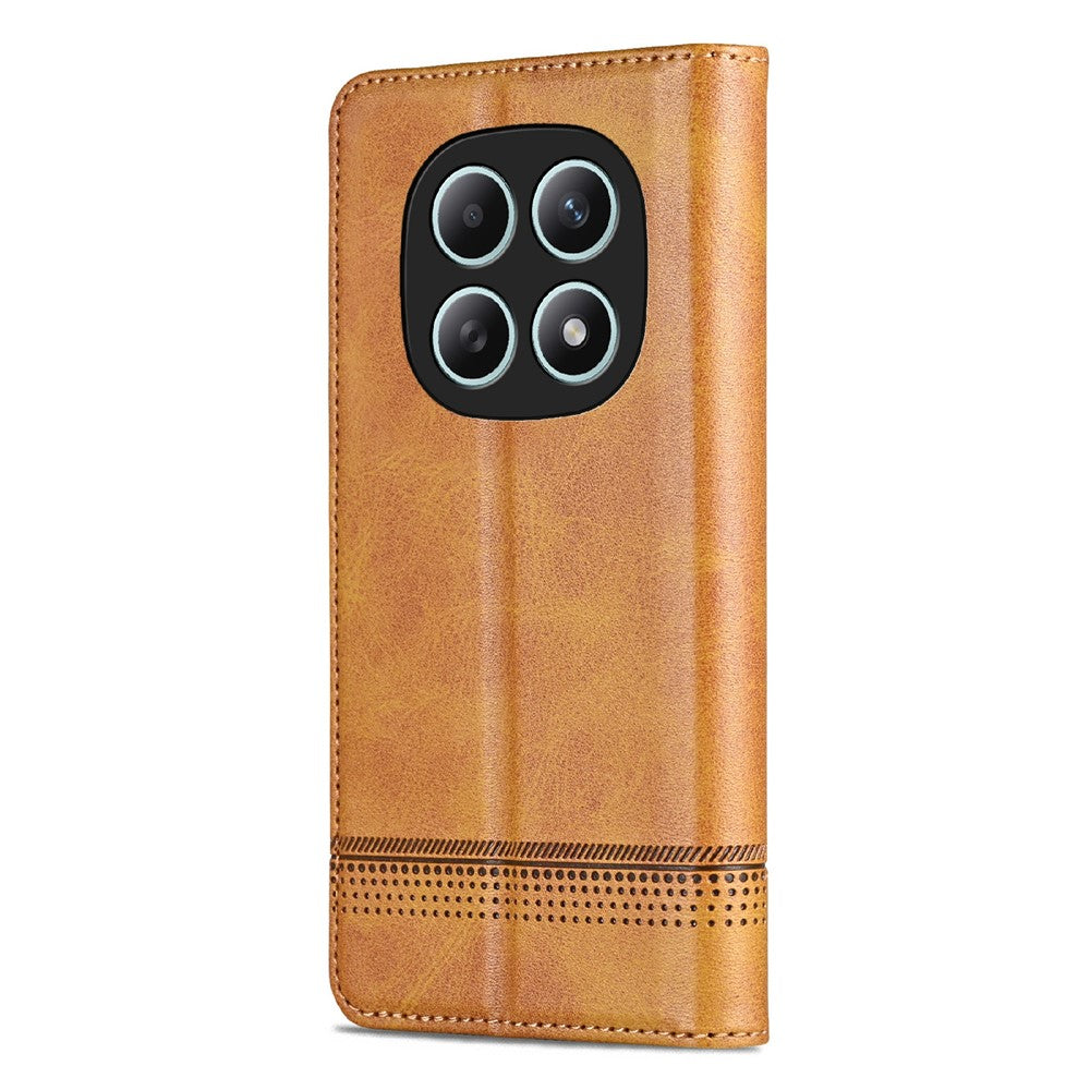 AZNS For Xiaomi Redmi Note 15 4G (Global) Case Cowhide Texture PU Leather Wallet Phone Cover - Brown