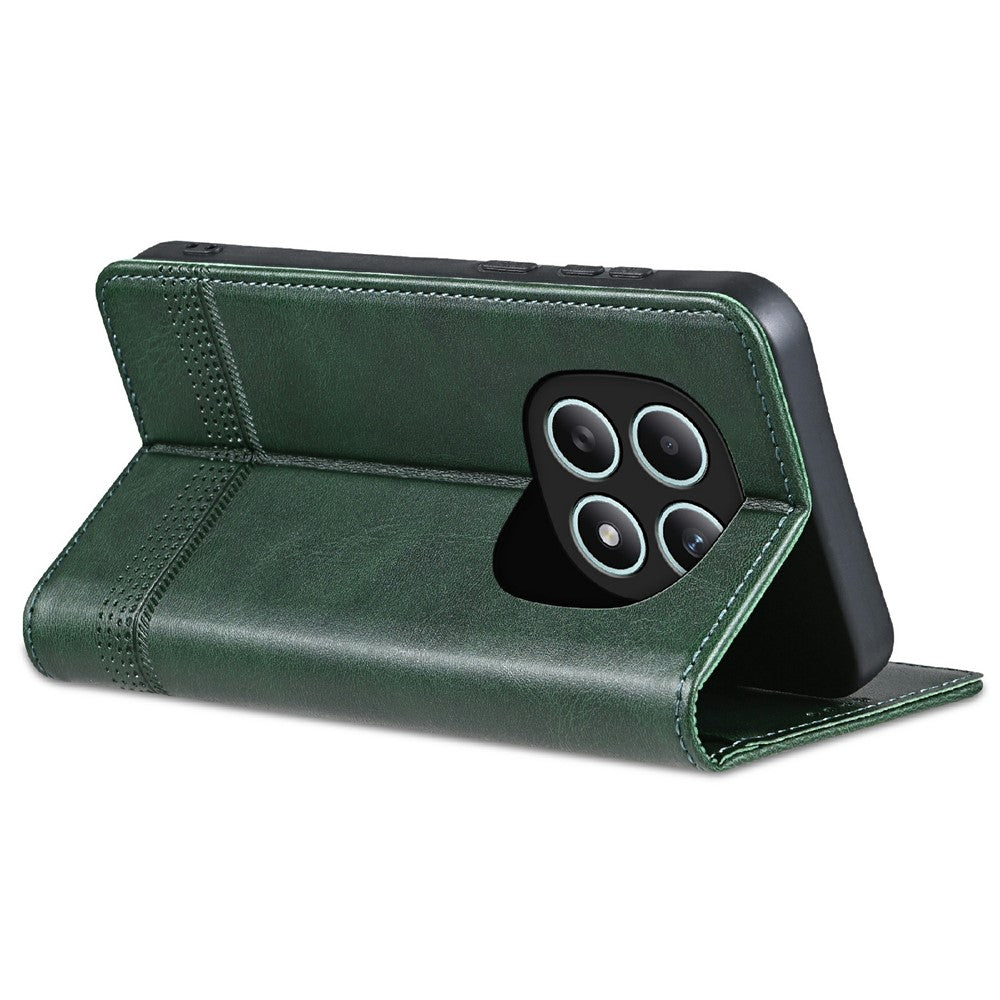 AZNS For Xiaomi Redmi Note 15 4G (Global) Case Cowhide Texture PU Leather Wallet Phone Cover - Green