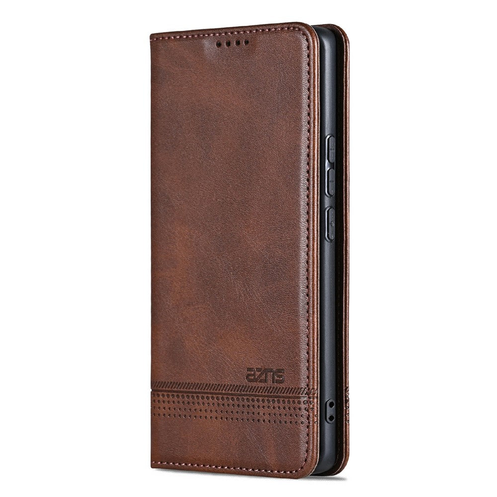 AZNS For Xiaomi Redmi Note 15 Pro 4G (Global) Case Cowhide Texture PU Leather Wallet Phone Cover - Coffee