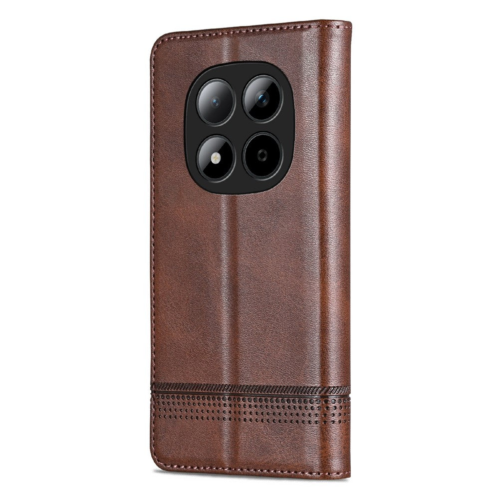 AZNS For Xiaomi Redmi Note 15 Pro 4G (Global) Case Cowhide Texture PU Leather Wallet Phone Cover - Coffee