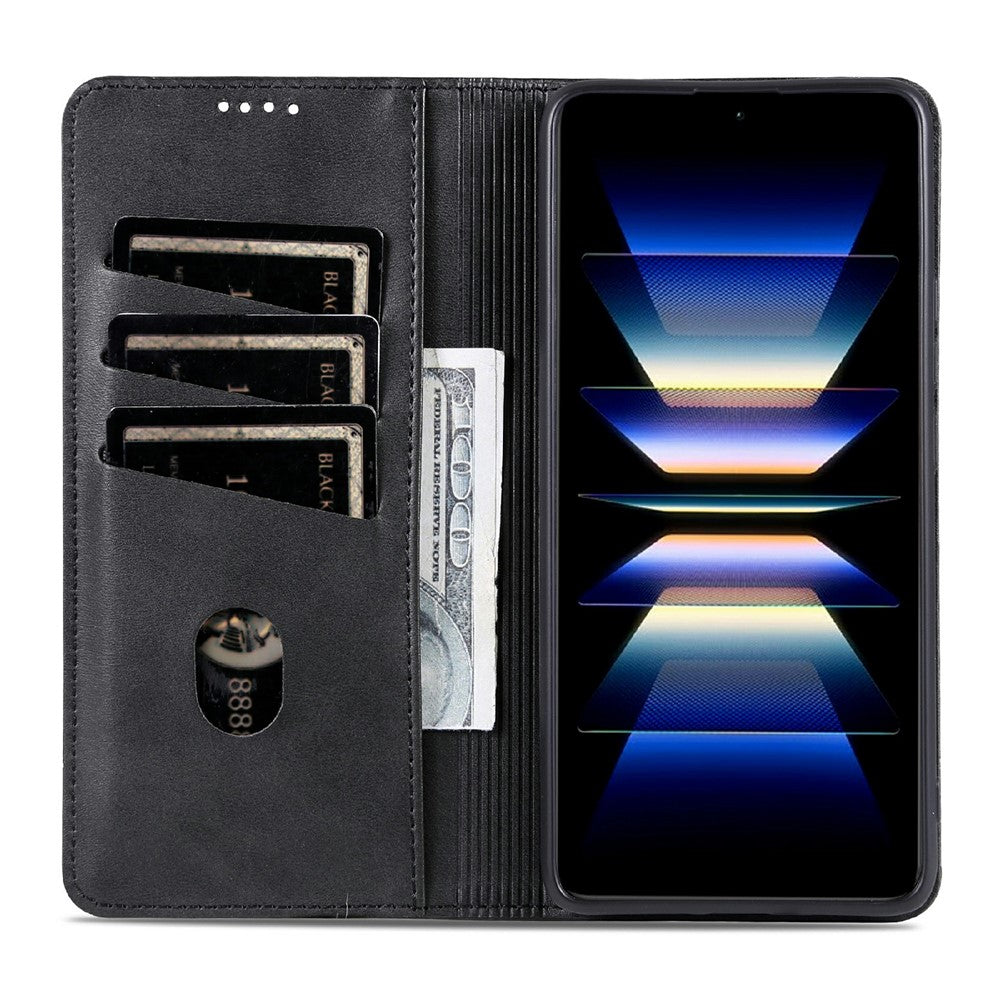 AZNS For Xiaomi Redmi Note 15 Pro 4G (Global) Case Cowhide Texture PU Leather Wallet Phone Cover - Black
