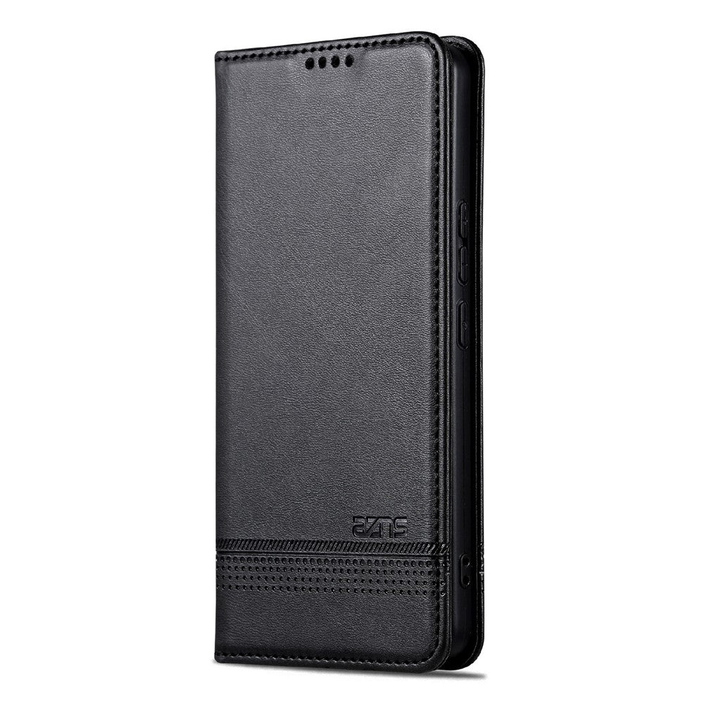 AZNS For Xiaomi Redmi Note 15 Pro 4G (Global) Case Cowhide Texture PU Leather Wallet Phone Cover - Black