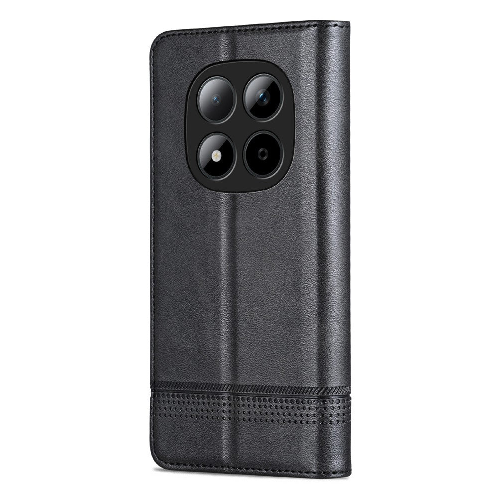 AZNS For Xiaomi Redmi Note 15 Pro 4G (Global) Case Cowhide Texture PU Leather Wallet Phone Cover - Black