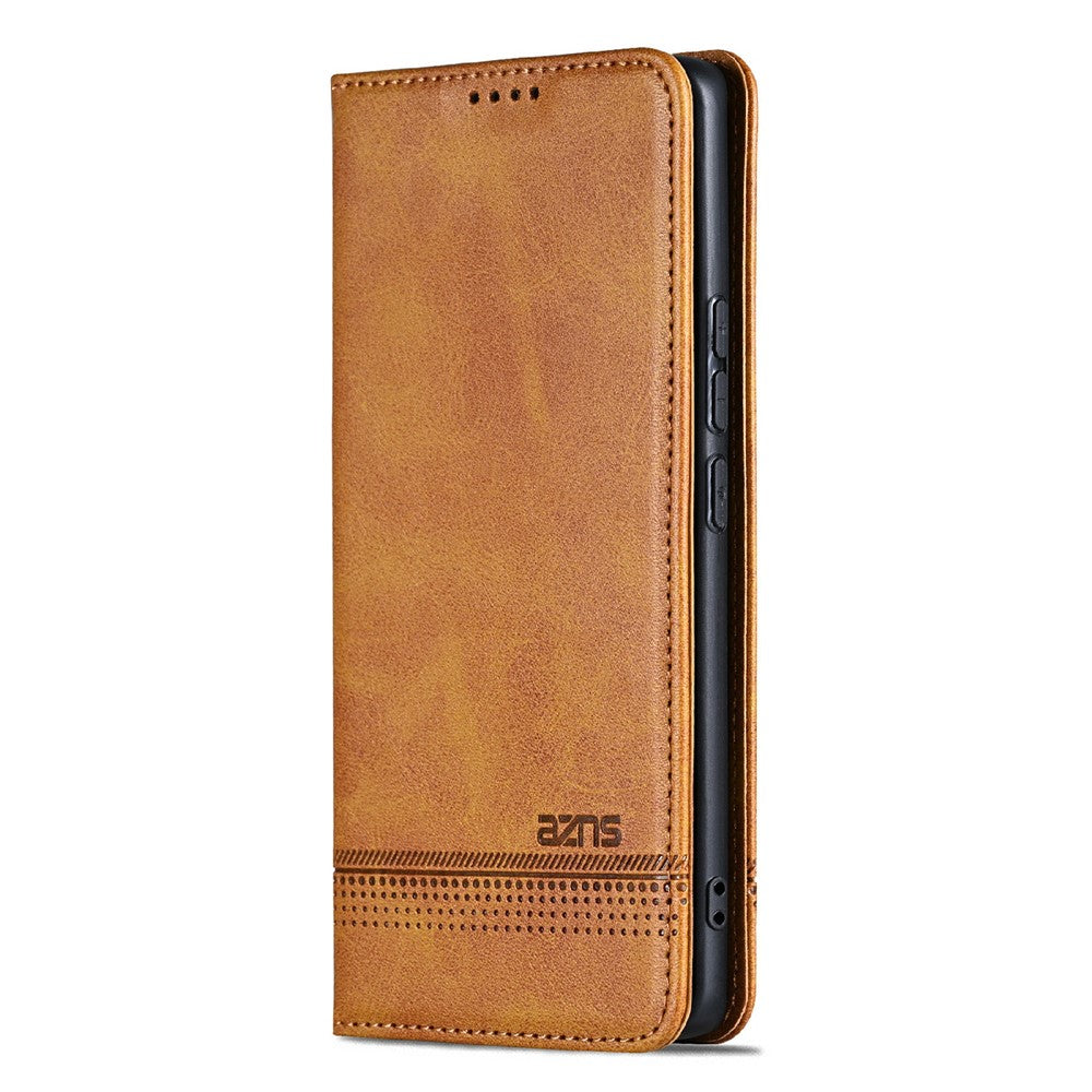 AZNS For Xiaomi Redmi Note 15 Pro 4G (Global) Case Cowhide Texture PU Leather Wallet Phone Cover - Brown