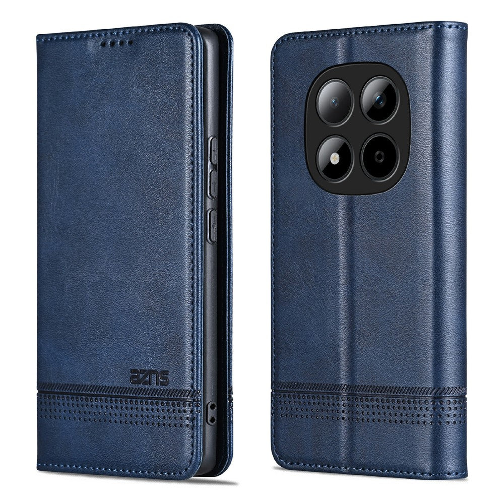 AZNS For Xiaomi Redmi Note 15 Pro 4G (Global) Case Cowhide Texture PU Leather Wallet Phone Cover - Blue