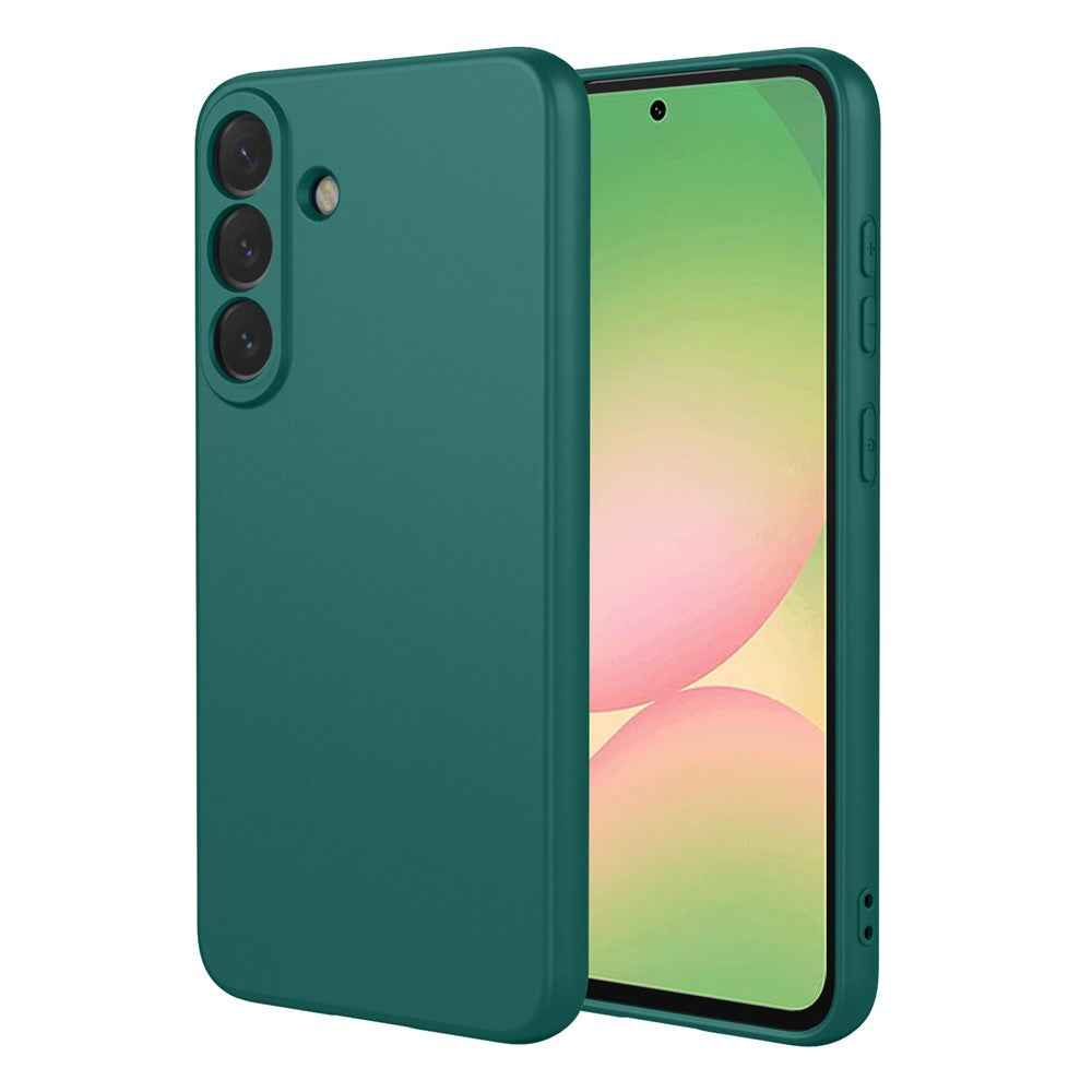 For Samsung Galaxy A57 5G Case Liquid Silicone Feel Soft TPU Protective Phone Cover - Blackish Green