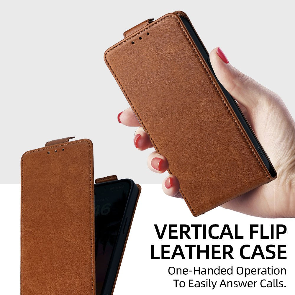 For Xiaomi 17 Pro Max Case Card Holder Vertical Flip Leather Phone Cover with Crossbody Shoulder Strap - Brown
