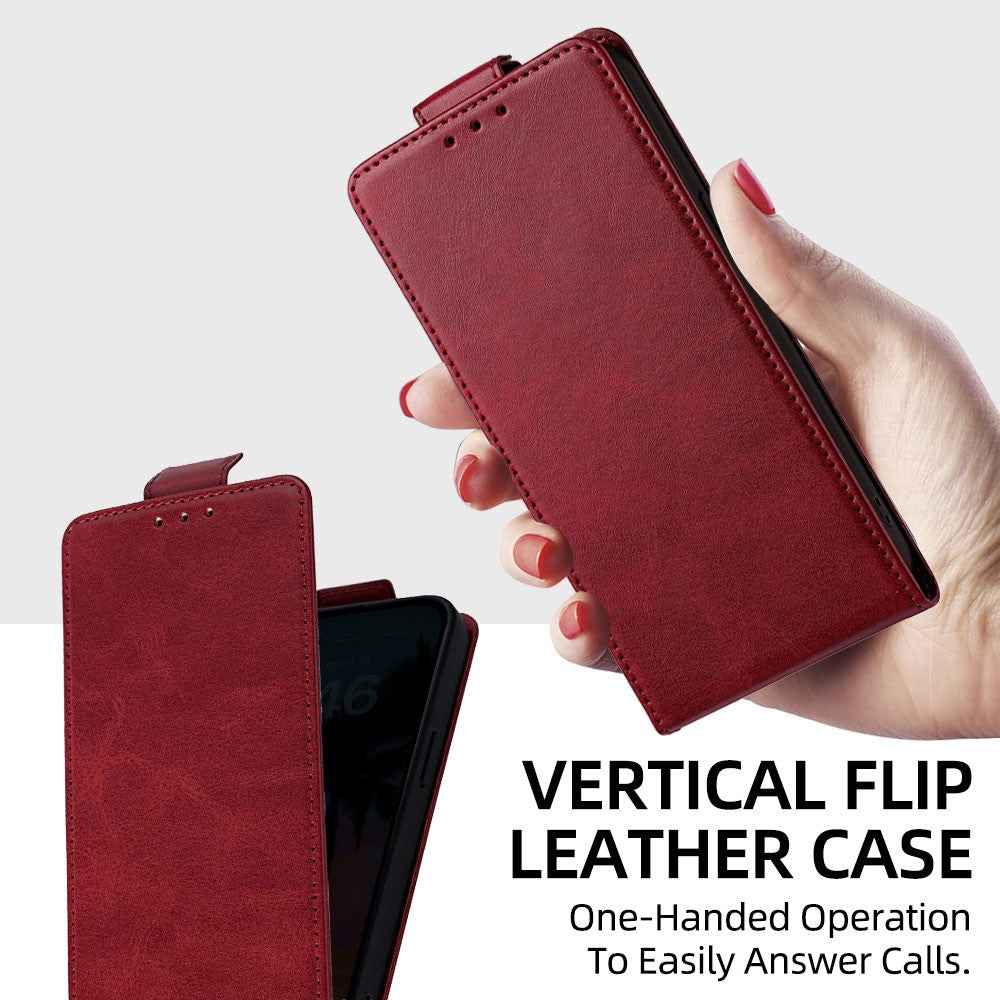 For Xiaomi 17 Pro Case Card Holder Vertical Flip Leather Phone Cover with Crossbody Shoulder Strap - Red