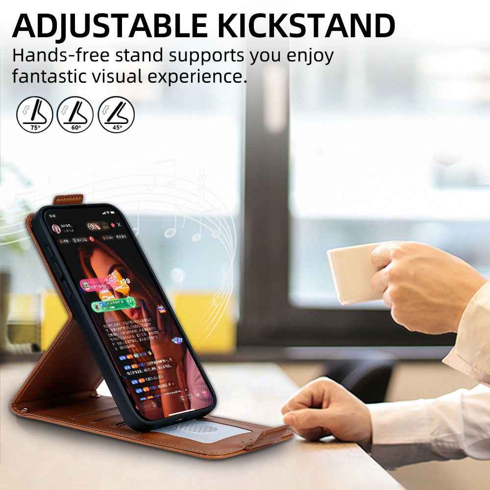 For Xiaomi 17 Pro Case Card Holder Vertical Flip Leather Phone Cover with Crossbody Shoulder Strap - Brown