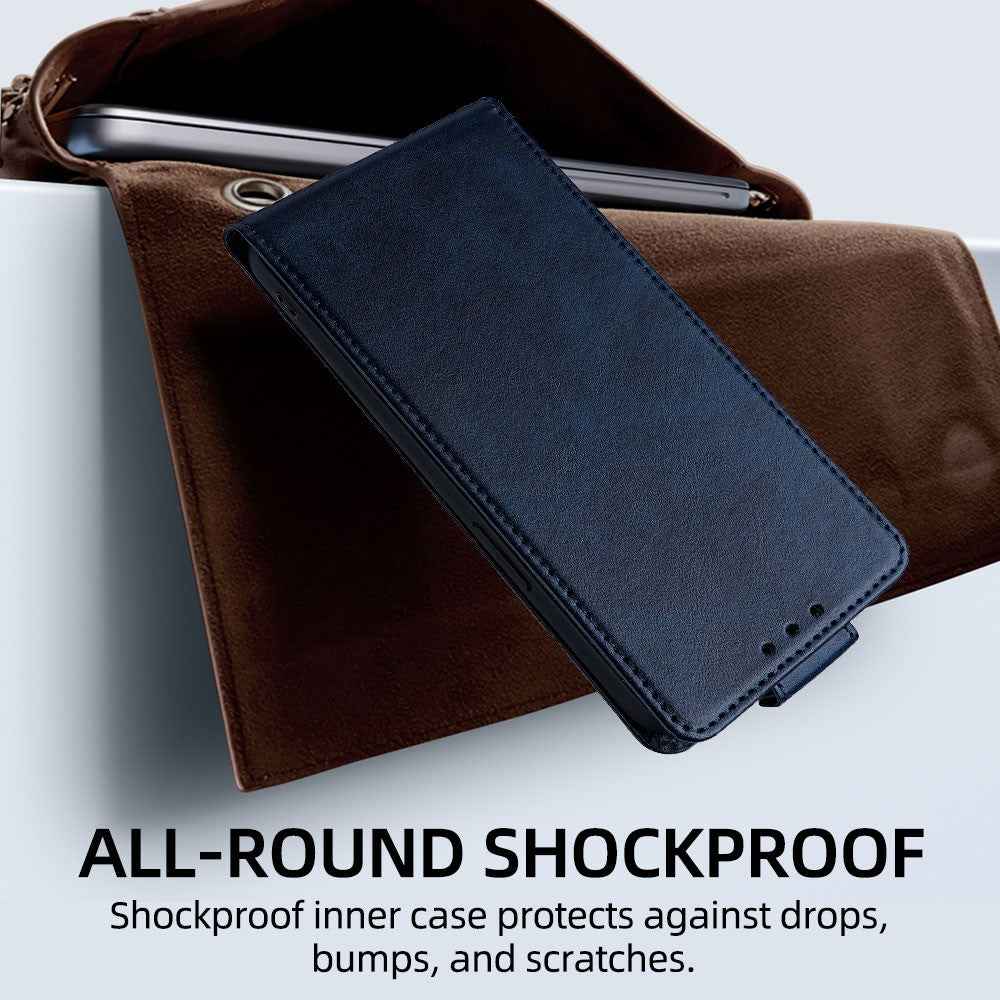 For Xiaomi 17 Pro Case Card Holder Vertical Flip Leather Phone Cover with Crossbody Shoulder Strap - Blue