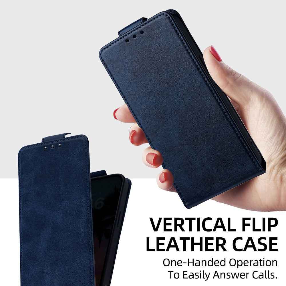 For Xiaomi 17 Pro Case Card Holder Vertical Flip Leather Phone Cover with Crossbody Shoulder Strap - Blue