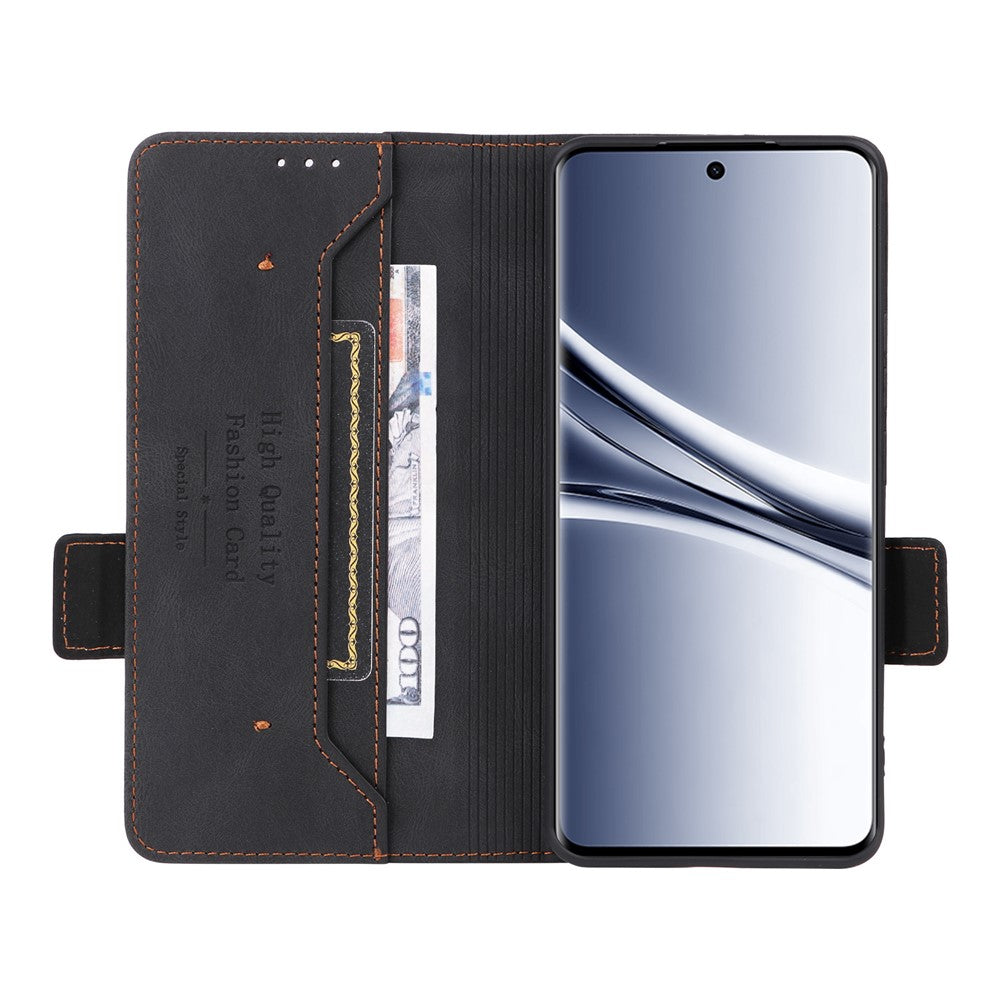 For Xiaomi Redmi Note 15 4G (Global) Case Leather Wallet Flip Phone Cover with Hardware Decor - Black