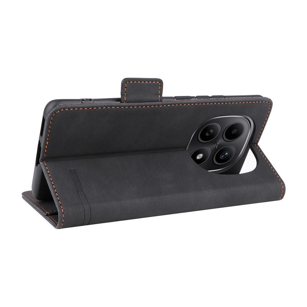 For Xiaomi Redmi Note 15 4G (Global) Case Leather Wallet Flip Phone Cover with Hardware Decor - Black