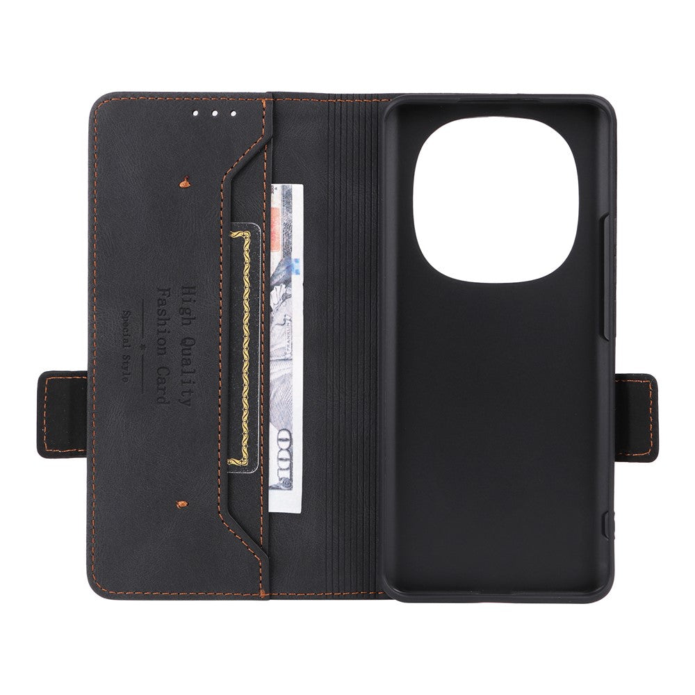 For Xiaomi Redmi Note 15 4G (Global) Case Leather Wallet Flip Phone Cover with Hardware Decor - Black