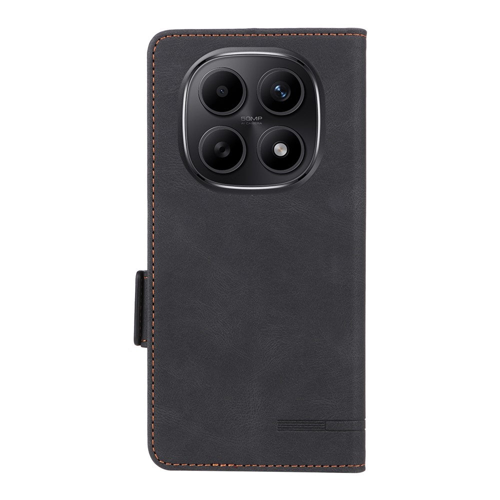 For Xiaomi Redmi Note 15 4G (Global) Case Leather Wallet Flip Phone Cover with Hardware Decor - Black