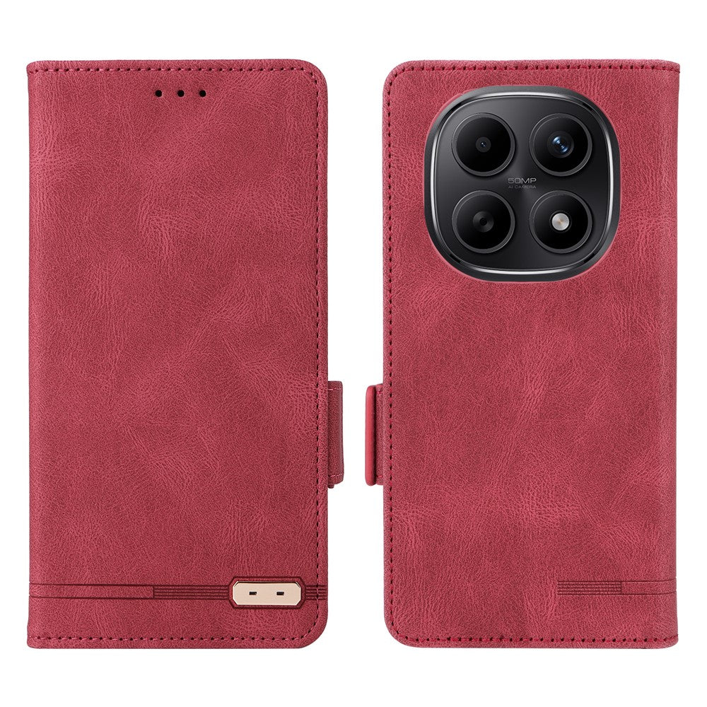For Xiaomi Redmi Note 15 4G (Global) Case Leather Wallet Flip Phone Cover with Hardware Decor - Rose