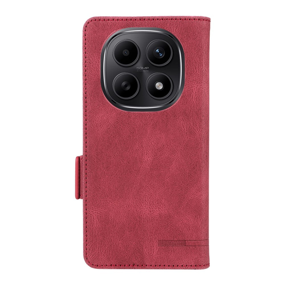For Xiaomi Redmi Note 15 4G (Global) Case Leather Wallet Flip Phone Cover with Hardware Decor - Rose